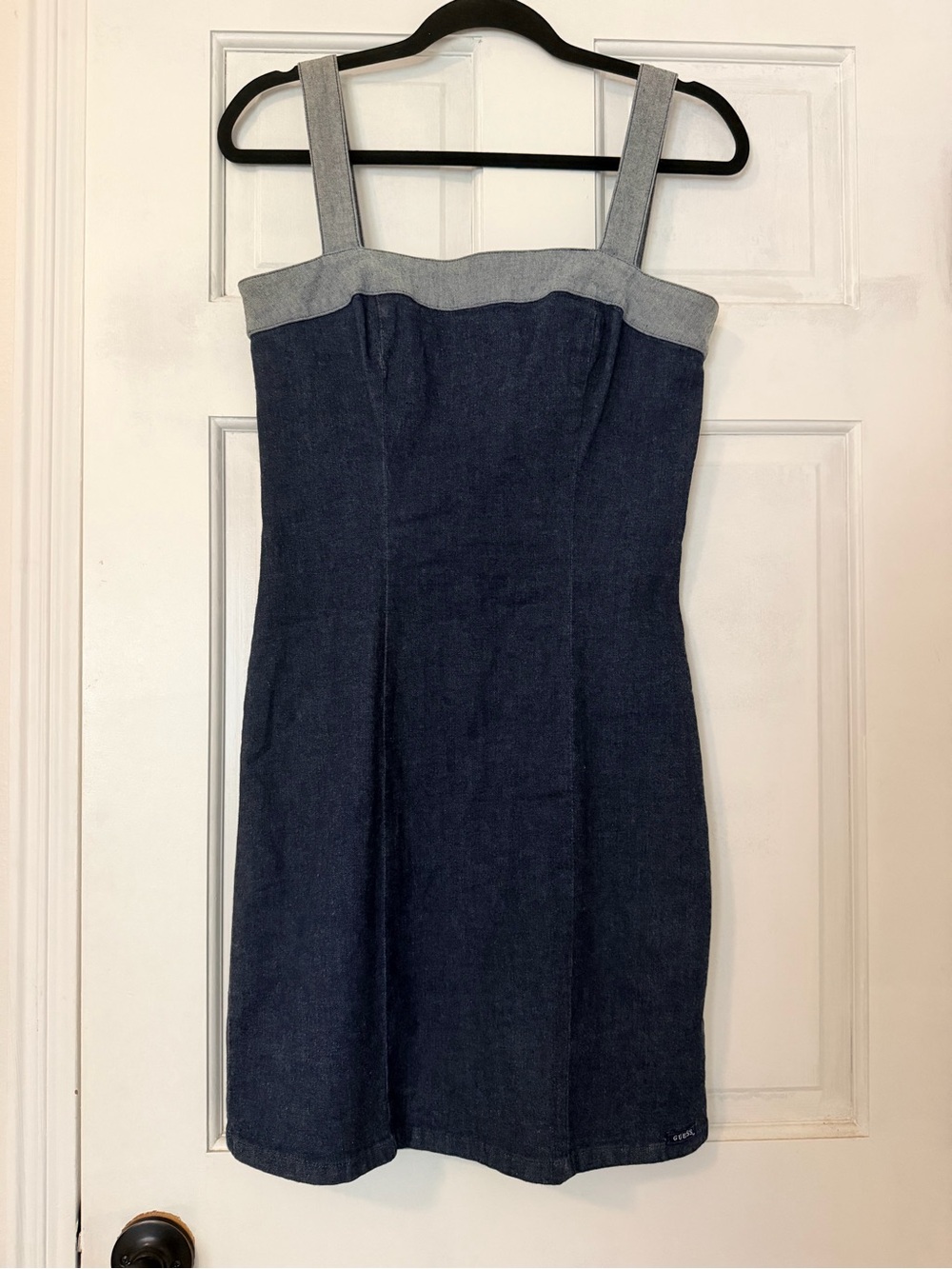 Guess Vintage Navy Denim Mini Dress with Light Denim Trim